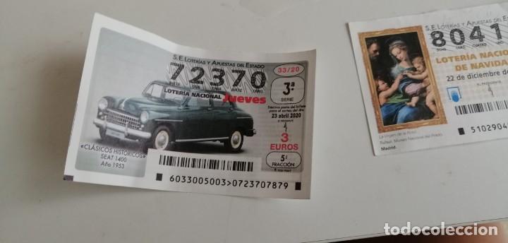 Postales: CD-6489 CUPON S.E LOTERIAS Y APUESTAS DEL ESTADO LOTERIA NACIONAL N&ordm; 72370 33/20