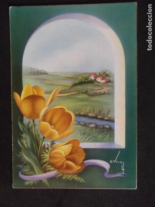 Postales: FLORES-V12B-SXX-ESCRITA-14X9mm-FLOWERS-FLEURS-FIORI..