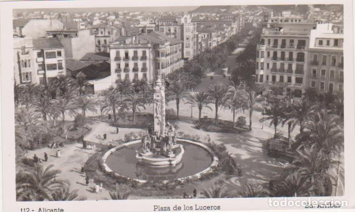 Cartoline: Alicante.- Plaza de los Luceros. Ediciones Arriba 112