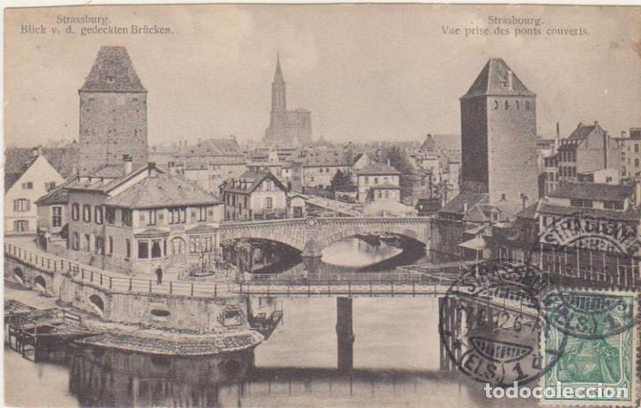 Cartoline: Estrasburgo.- Vista de los puentes. Franqueado y fechado en 1912