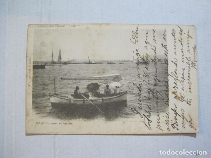 Postales: UN PASEO EN LANCHA-COLECCION ASENJO-N&ordm; 6-REVERSO SIN DIVIDIR-POSTAL ANTIGUA-(75.046)