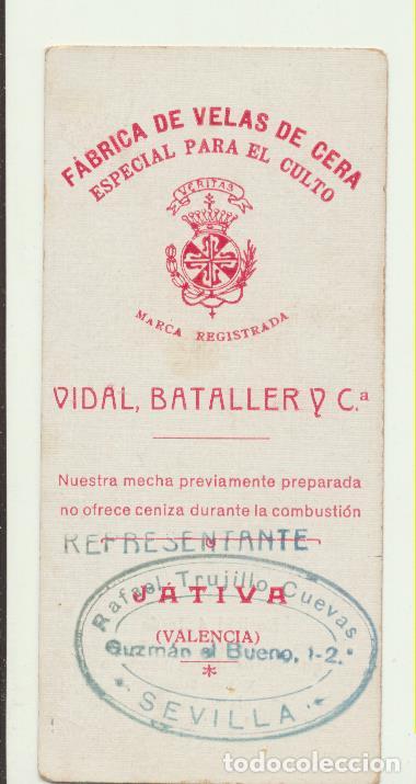 Postcards: Estampa (11,5x5,5) Al dorso Publicidad de F&aacute;brica de Velas de Cera en J&aacute;tiva. Sello de Representante