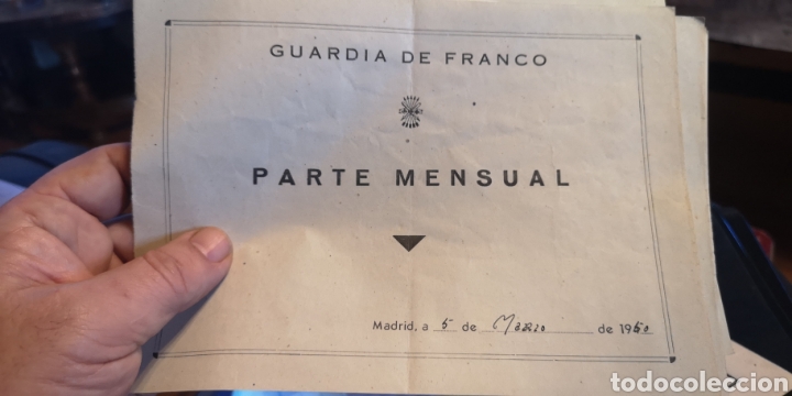 Postales: Documento parte mensual de la Guardia de Franco 1950 - Foto 1