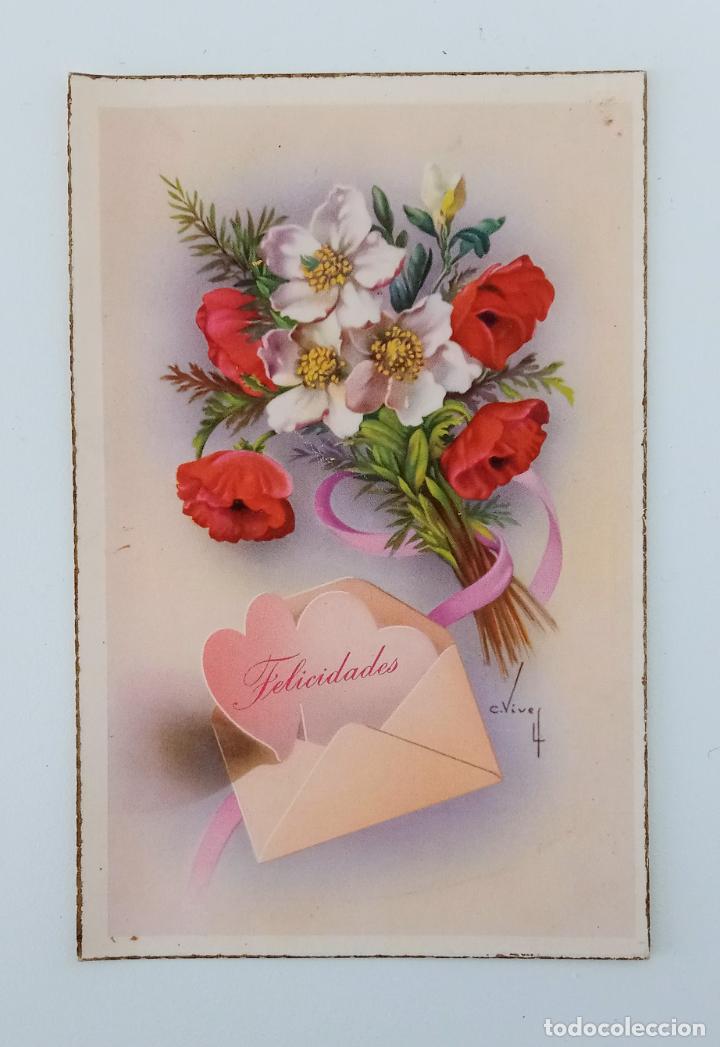 Postais: BONITA TARJETA POSTAL DE FELICITACIONES. FECHADA EN 1954