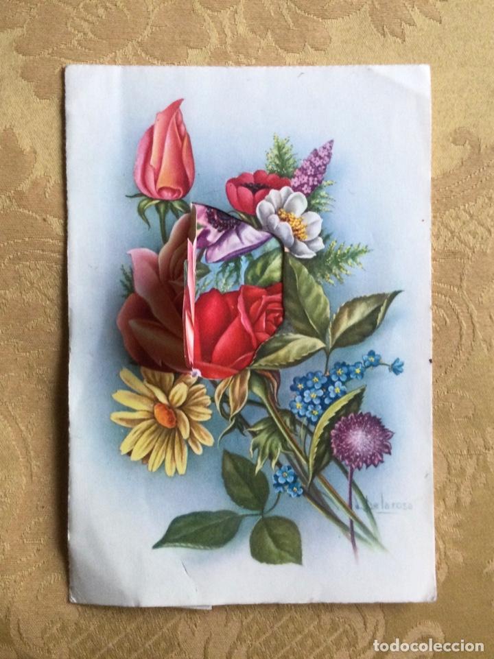 Postcards: POSTAL TROQUELADA FLORES FELICIDADES CYZ