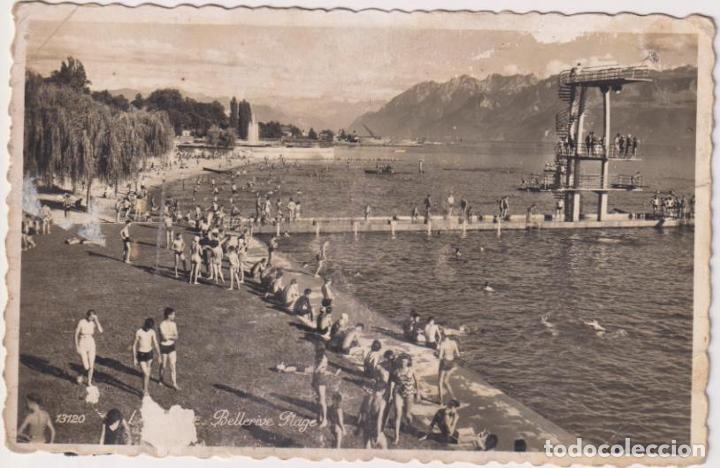 Postales: Lausanne. Bellrive Plage. Fechado en 1959 - Foto 1