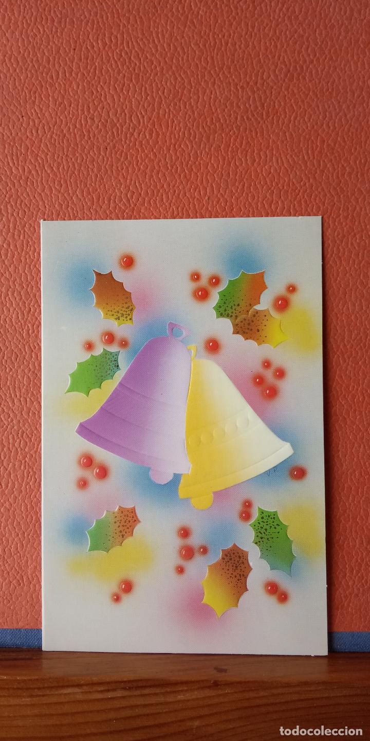 Cartoline: CAMPANAS. TARJETA DE NAVIDAD. DIPTICO. CIRCULADA.