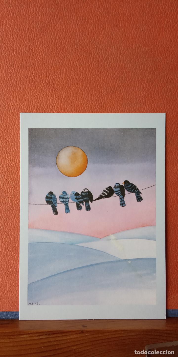 Cartoline: PAJAROS. TARJETA DE NAVIDAD. DIPTICO. CIRCULADA.