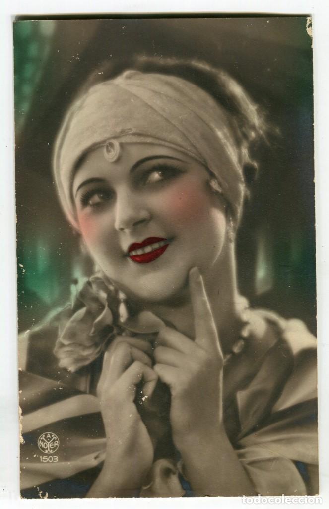 Postales: ANTIGUA POSTAL COLOREADA DE SE&Ntilde;ORITA (NOYER 1503) REVERSO DIVIDIDO ESCRITA Y FECHADA EN 1930