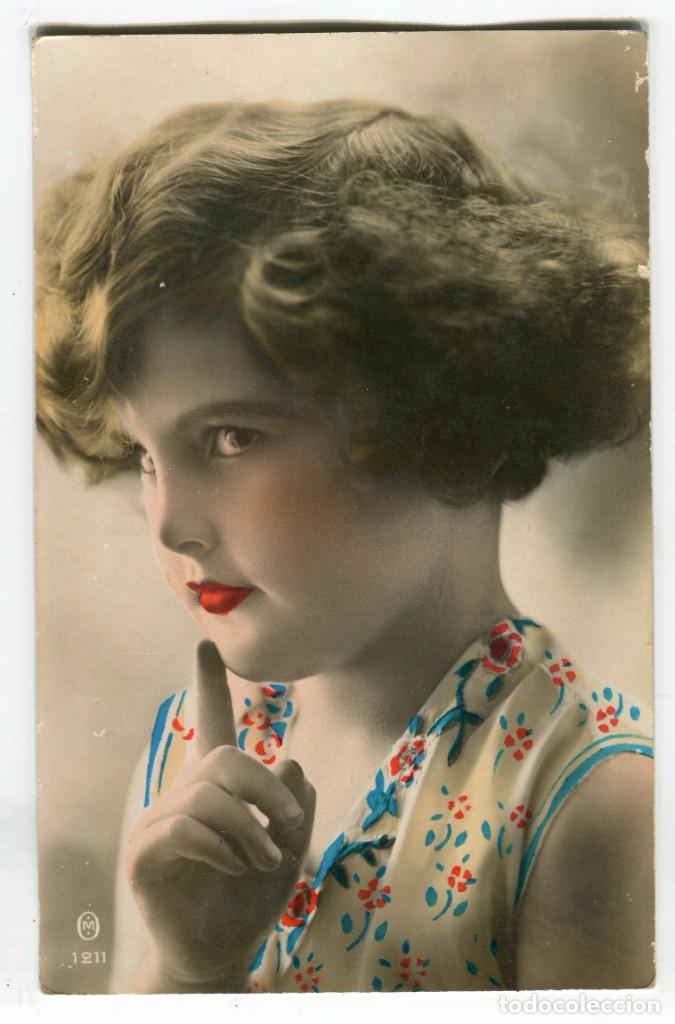 Postales: ANTIGUA POSTAL COLOREADA DE NI&Ntilde;A MADE IN FRANCE REVERSO DIVIDIDO ESCRITA A&Ntilde;OS 20/30