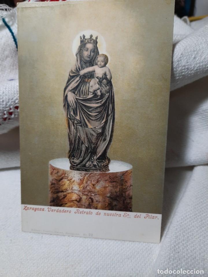 Postales: Antigua postal Virgen del Pilar - Foto 1