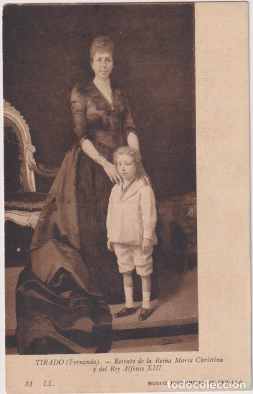 Cartoline: Retrato de la Reina mar&iacute;a Cristina y del Rey Alfonso XIII. por Fernando Tirado. Museo Provincial de