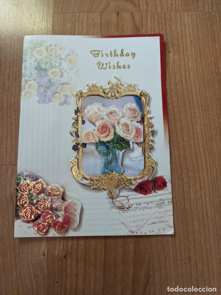 Postais: POSTAL DE CUMPLEA&Ntilde;OS CON RELIEVE DOBLE (MANUSCRITA)