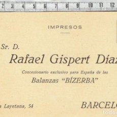 Cartes Postales: TARJETA IMPRESO POSTAL PUBLICIDAD BALANZAS BIZERBA BARCELONA .. Lote 292358393