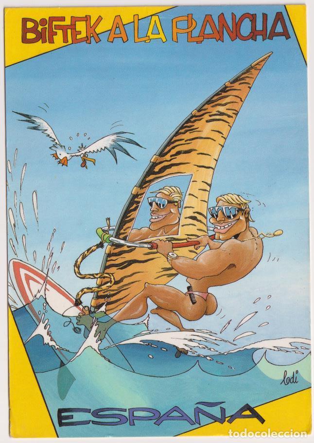 Postales: Biftek a la plancha. Franqueada y fechada en 1992 - Foto 1