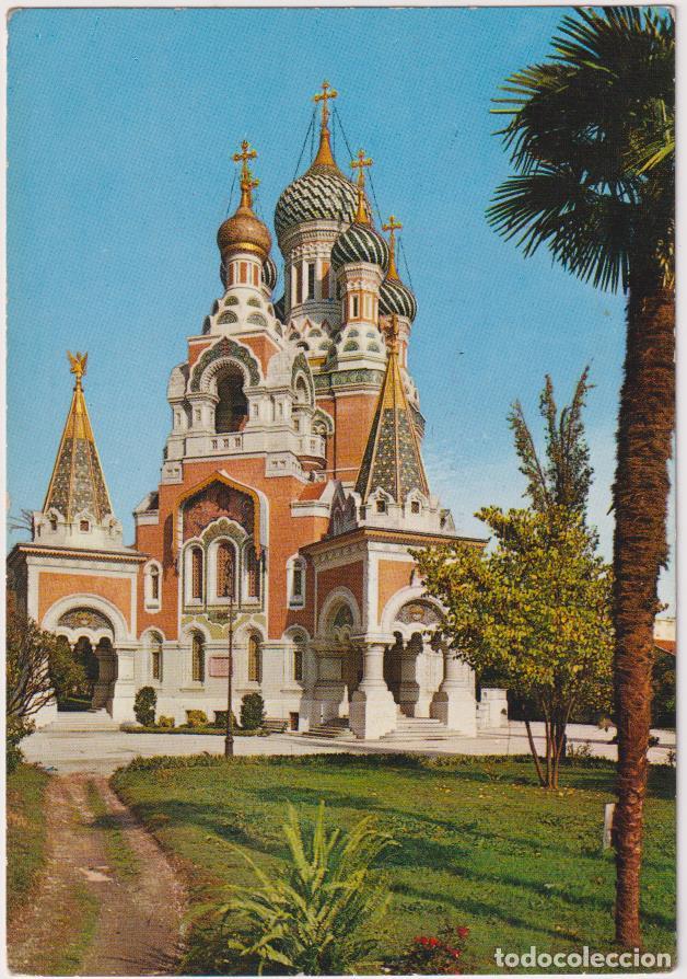 Postales: Nice. L&Eacute;glise Russe. Franqueada y fechada en 1966 - Foto 1