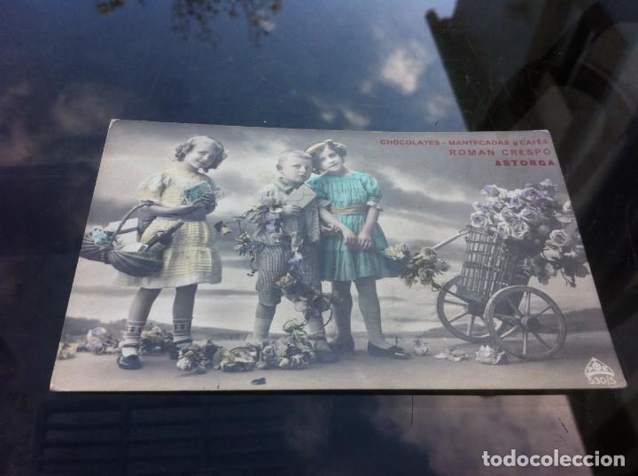 Postales: POSTAL ESCRITA EN 1925. CHOCOLATES - MANTECADAS Y CAF&Eacute;S ROM&Aacute;N CRESPO. ASTORGA. - Foto 1