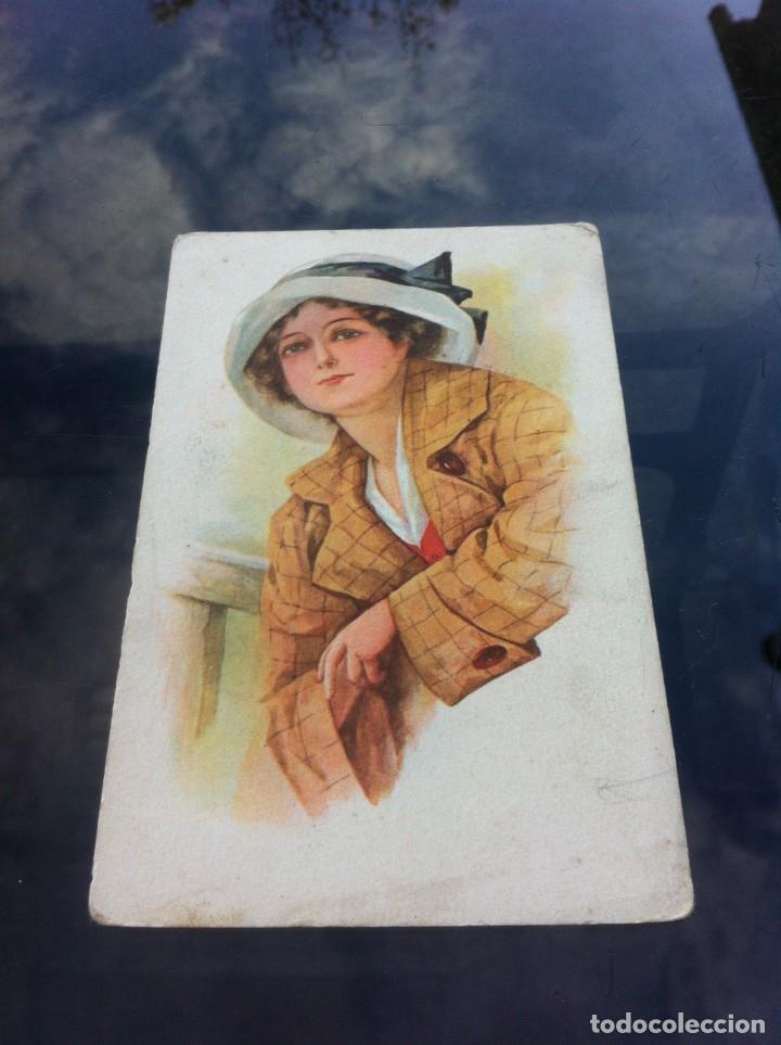 Postales: POSTAL NO ESCRITA. MUJER CON SOMBRERO. - Foto 1