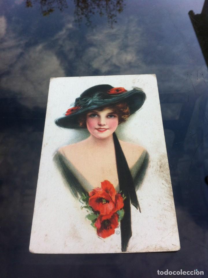 Postales: POSTAL NO ESCRITA. MUJER CON SOMBRERO. MADE IN U.S.A. - Foto 1