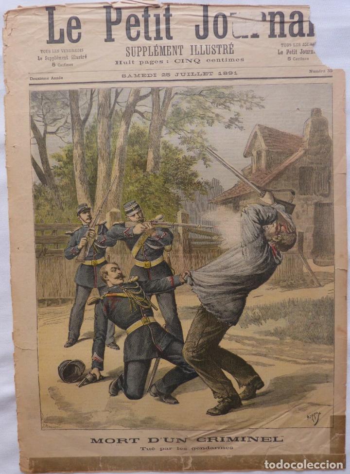 Postais: Antique print petit journal french mort D&#039;Un Criminal,1891