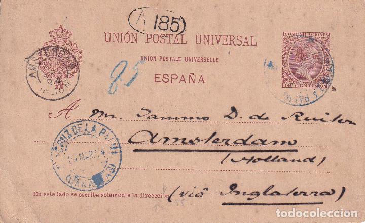 Postales: CANARIAS LA PALMA - AMSTERDAM - 1894 - Foto 1