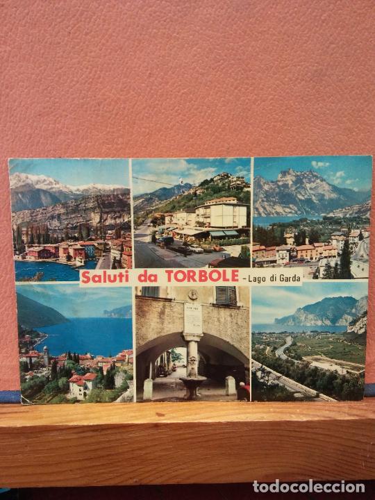 Postkarten: SALUTI DA TORBOLE. LAGO DI GARDA. BONITA POSTAL. CIRCULADA.