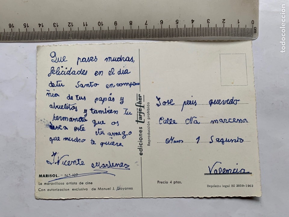 Postales: POSTAL. MARISOL. EDICIONES TARJEFHER. A&Ntilde;O 1962. - Foto 2