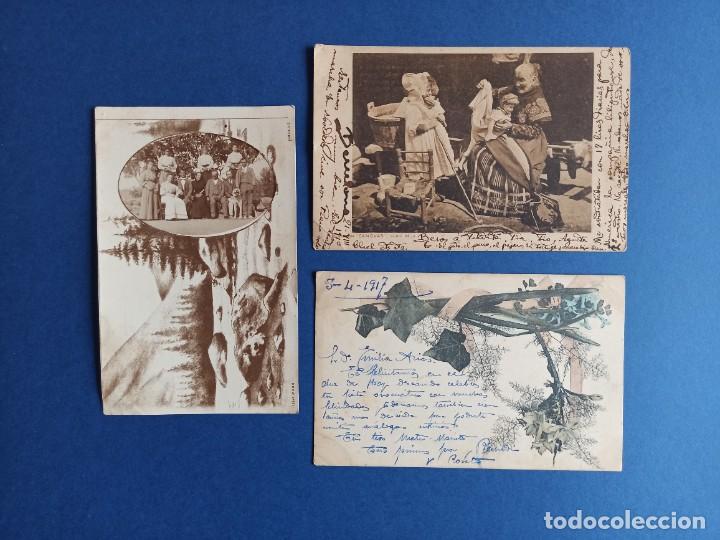 Postales: 3 Originales y antiguas postales de Felicitaci&oacute;n. 1910. 1917