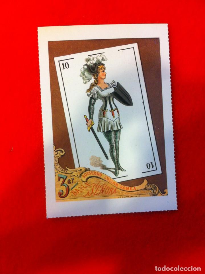 Postkarten: LAS M&Aacute;S BELLAS TARJETAS POSTALES. 10 DE ESPADAS. SOCIEDAD JULI&Aacute;N ROMEA. BAILE SE&Ntilde;ORA. TEATRO ROMEA