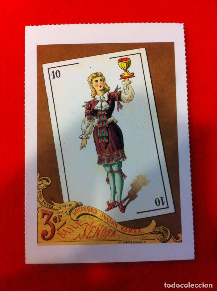 Cartoline: LAS M&Aacute;S BELLAS TARJETAS POSTALES. 10 DE COPAS. SOCIEDAD JULI&Aacute;N ROMEA. BAILE SE&Ntilde;ORA. TEATRO ROMEA