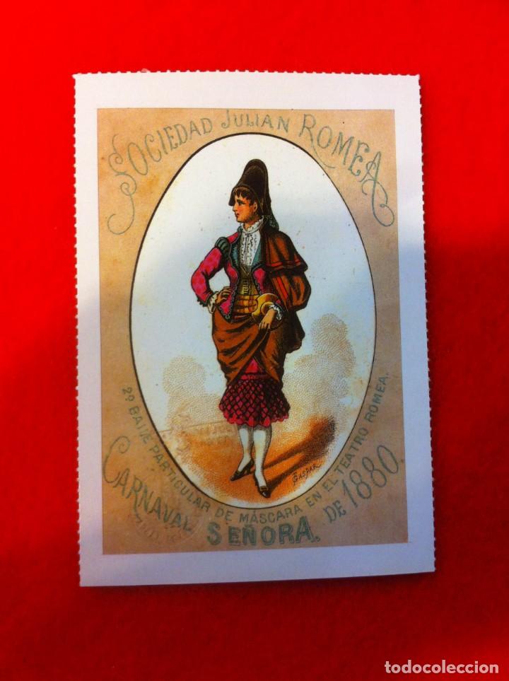 Postkarten: LAS M&Aacute;S BELLAS TARJETAS POSTALES. SOCIEDAD JULI&Aacute;N ROMEA. TEATRO ROMEA. CARNAVAL SE&Ntilde;ORA 1880