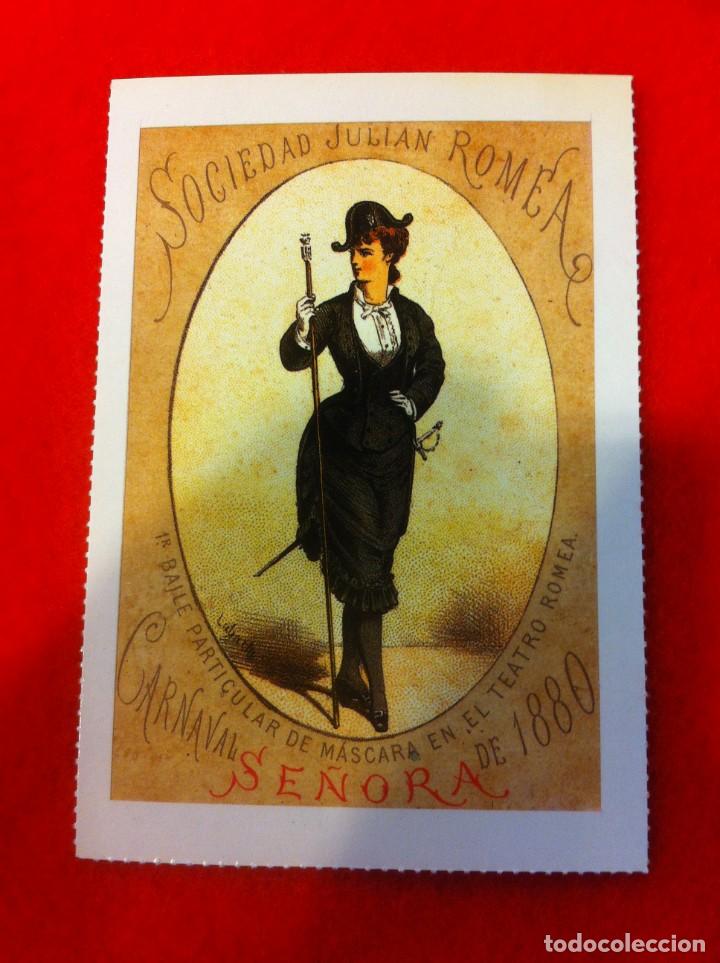 Cartoline: LAS M&Aacute;S BELLAS TARJETAS POSTALES. SOCIEDAD JULI&Aacute;N ROMEA. TEATRO ROMEA. CARNAVAL SE&Ntilde;ORA 1880