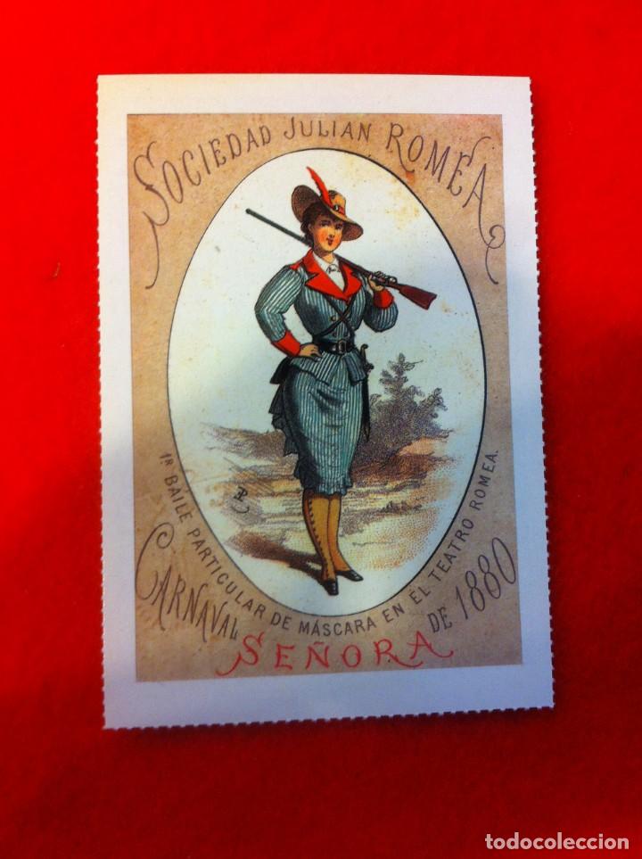 Cartes Postales: LAS M&Aacute;S BELLAS TARJETAS POSTALES. SOCIEDAD JULI&Aacute;N ROMEA. TEATRO ROMEA. CARNAVAL SE&Ntilde;ORA. 1880