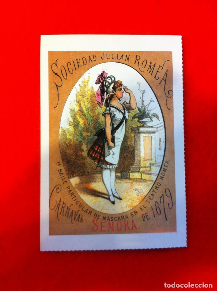 Cartes Postales: LAS M&Aacute;S BELLAS TARJETAS POSTALES. SOCIEDAD JULI&Aacute;N ROMEA. TEATRO ROMEA. CARNAVAL SE&Ntilde;ORA. 1879