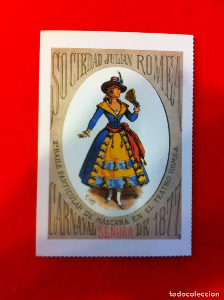 Cartes Postales: LAS M&Aacute;S BELLAS TARJETAS POSTALES. SOCIEDAD JULI&Aacute;N ROMEA. TEATRO ROMEA.CARNAVAL. SE&Ntilde;ORA. 1877