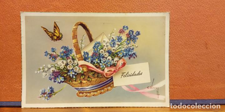 Cartes Postales: FLORES. FELICIDADES. VINTAGE. BONITA POSTAL. CIRCULADA