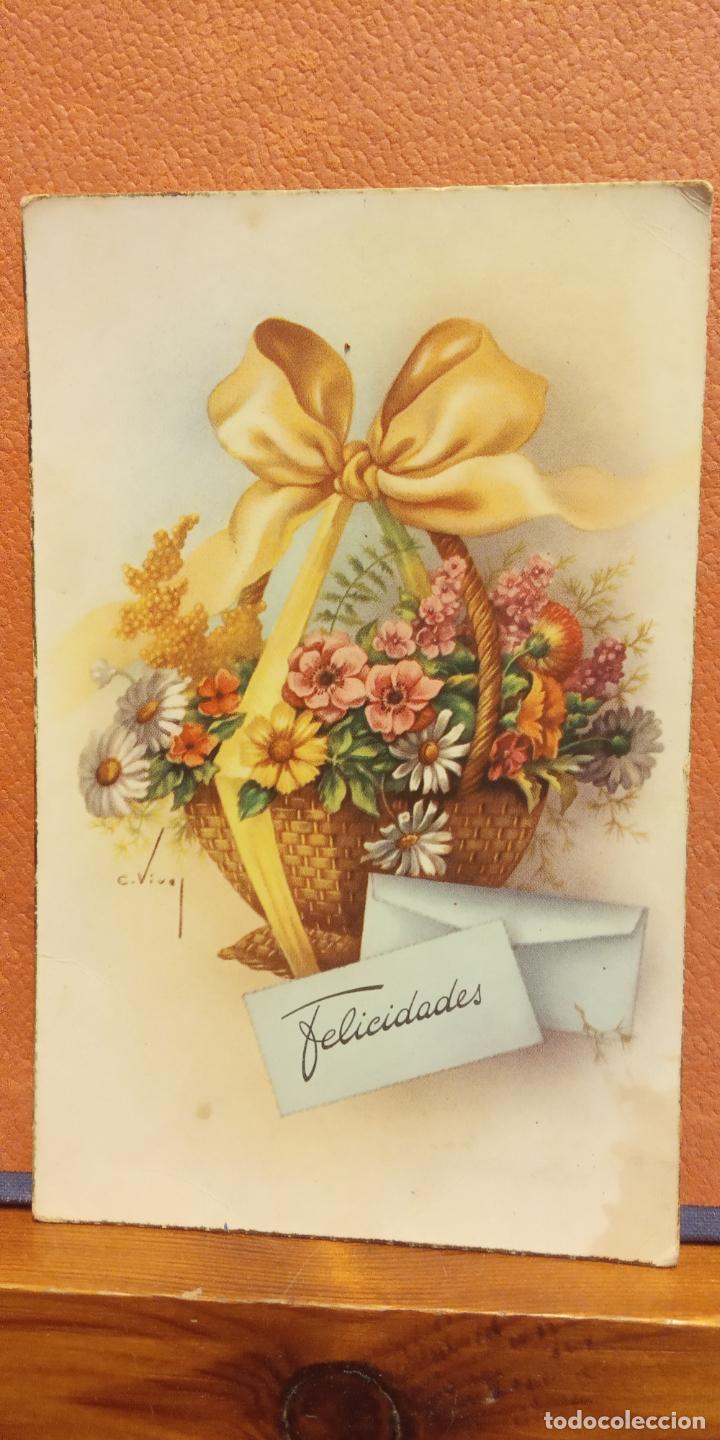 Cartes Postales: FLORES. FELICIDADES. VINTAGE. BONITA POSTAL. CIRCULADA