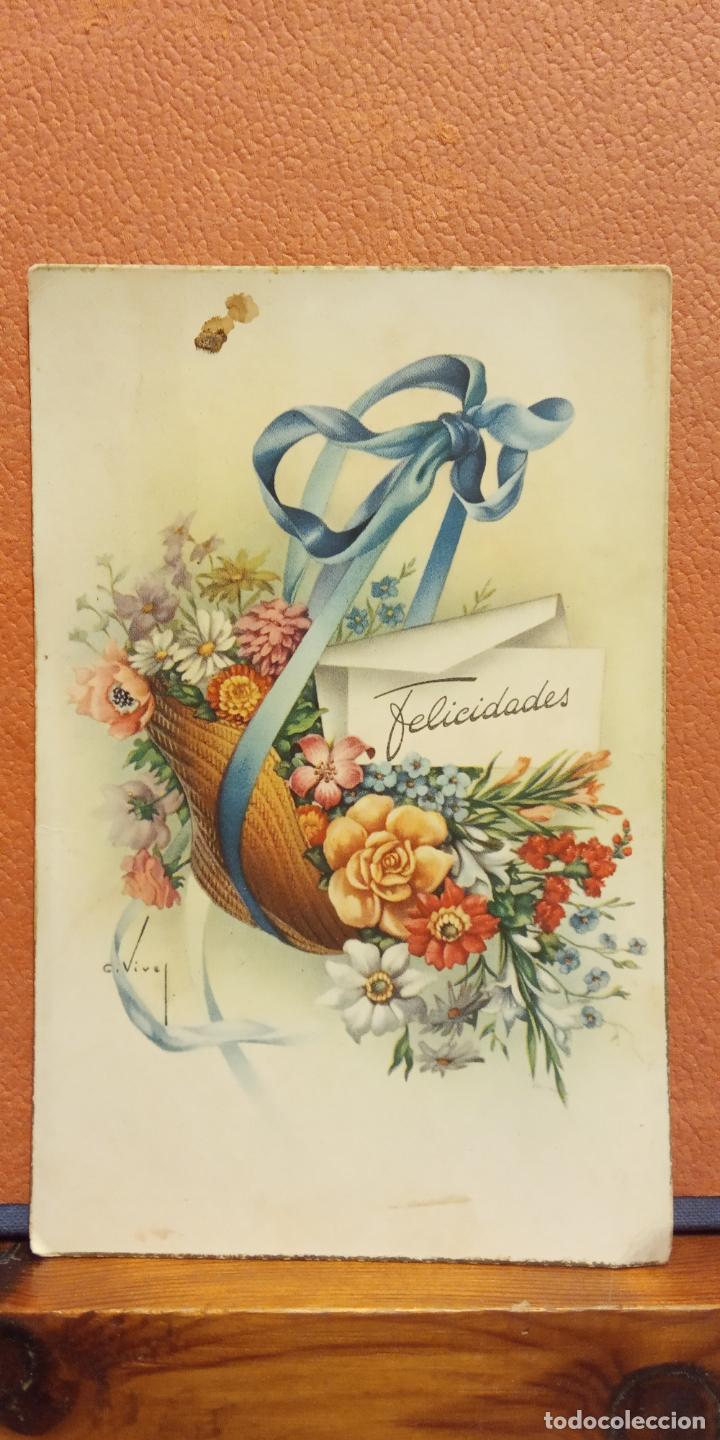 Postales: FELICIDADES. BONITA POSTAL. CIRCULADA - Foto 1
