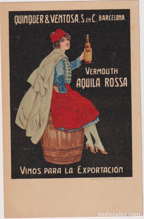 Postales: Postal. Publicidad de Vermouth Aquila Rossa. Quinquer & Ventosa. MUY DIF&Iacute;CIL AS&Iacute;