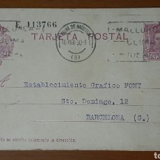 Postales: TARJETA POSTAL DE BARCELONA A PALMA DE MALLORCA 1930