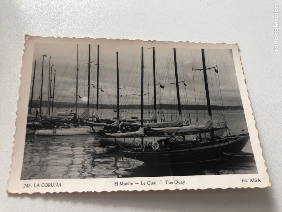 Postales: Antigua tarjeta postal blanco y negro, La Coru&ntilde;a, el muelle (L21) - Foto 1