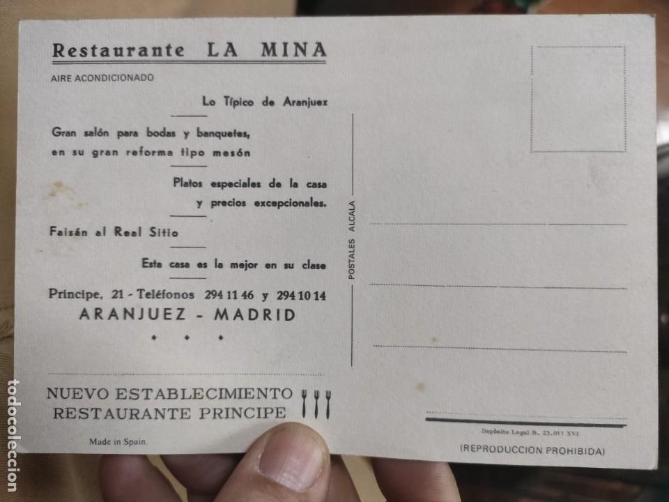 Postales: Postal Restaurante LA MINA Aranjuez Madrid - Foto 2