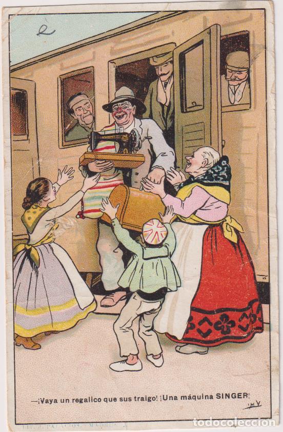 Postales: &iexcl;Vaya un regalico que sus traiga! Postar de Publicidad Singer