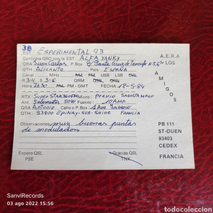 Postales: TARJETA QSL: A.E.R.A. LOS AMIGOS - Foto 2