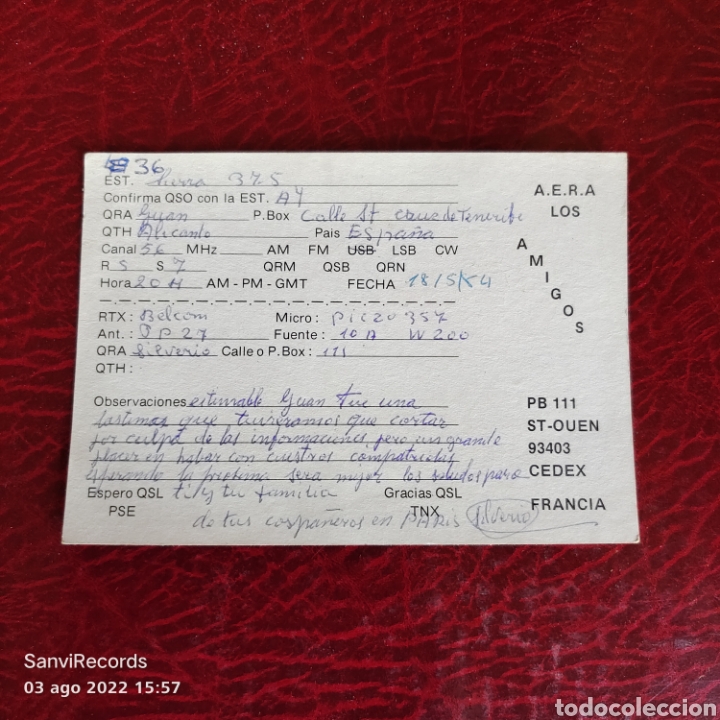 Postales: TARJETA QSL: A.E.R.A. LOS AMIGOS - Foto 2