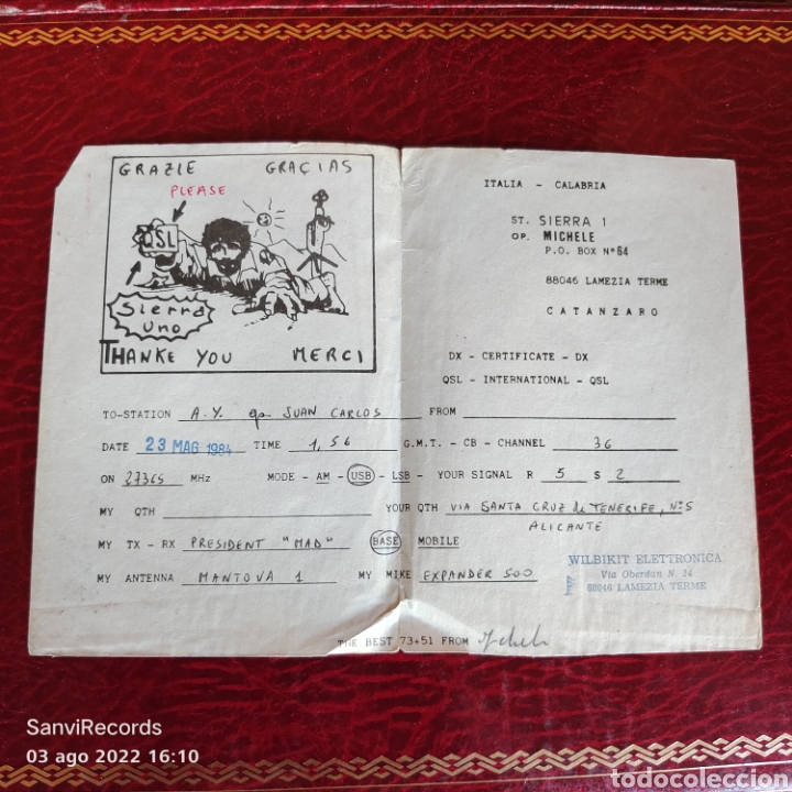 Postales: TARJETA QSL: ITALIA - CALABRIA