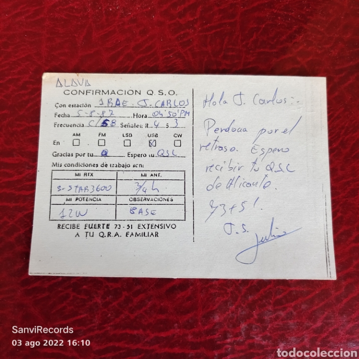 Postales: TARJETA QSL: ESTACI&Oacute;N GARFIELD - Foto 2