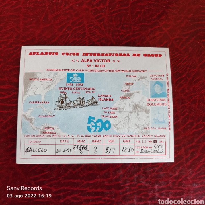 Postales: TARJETA QSL: ATLANTIC VOICE INTERNATIONAL DX GROUP