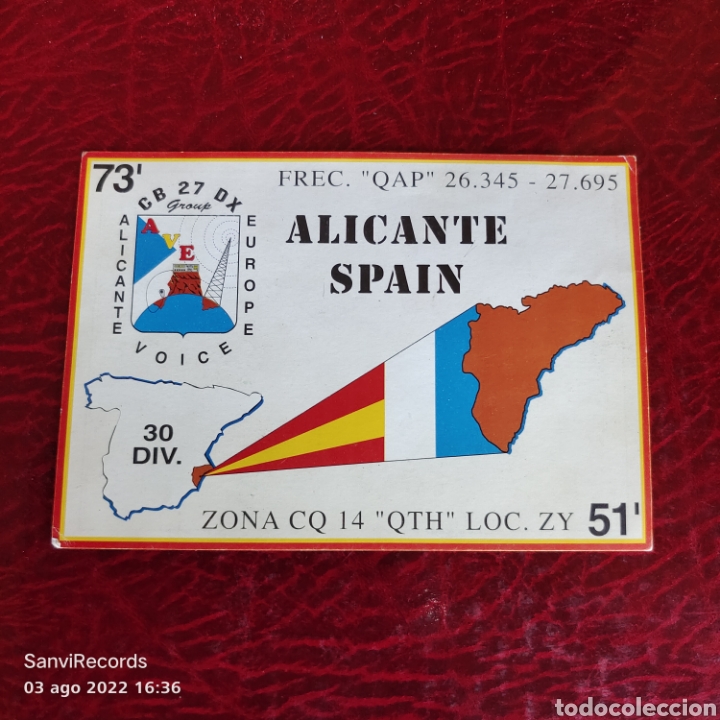 Postales: TARJETA QSL: ALICANTE VOICE EUROPEAN
