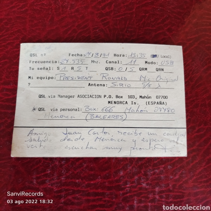 Postales: TARJETA QSL: MENORCA, BALEARES - Foto 2
